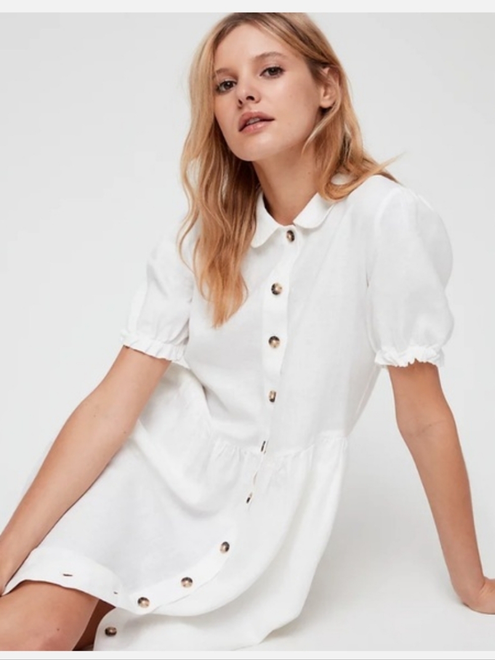Aritzia Wilfred Linen Naeva Midi Dress White XS
